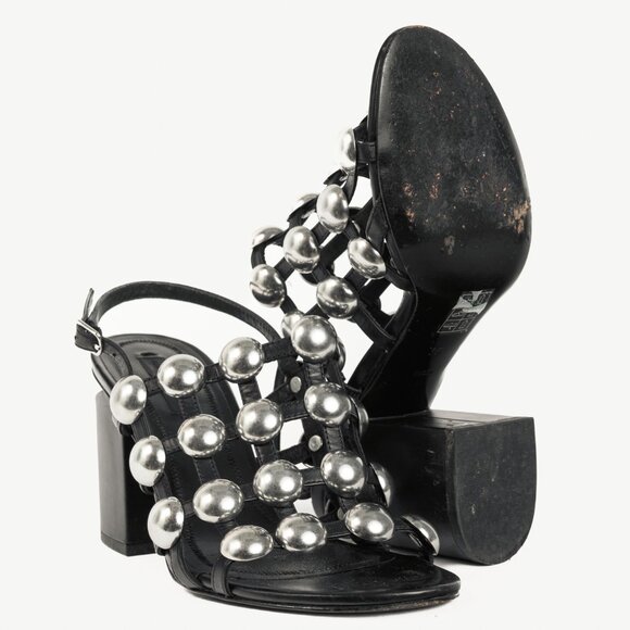 Alexander Wang Nadia Black Leather Studded-Cage Sandals - Picture 4 of 9